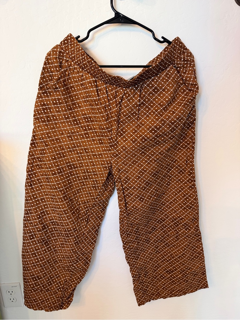Hurley Brown Printed Wide-Leg Pants